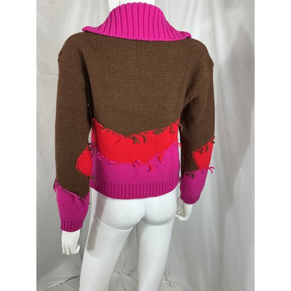 Andersson Bell Mountain Brown Wool Striped Wool-Blend Half-Zip Sweater Size XS - Picture 3 of 4